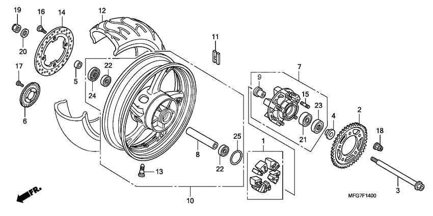 Rear wheel complete assy