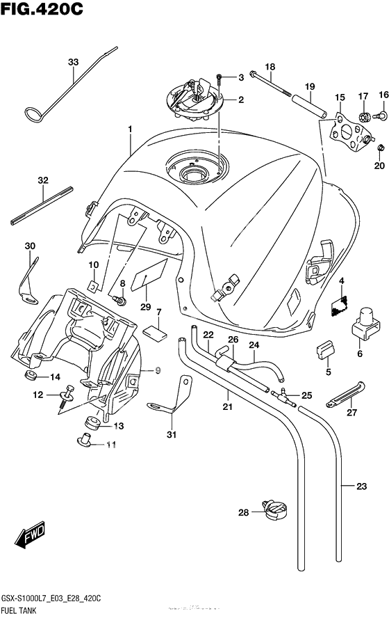 Топливный бак (Gsx-S1000Al7 E28)