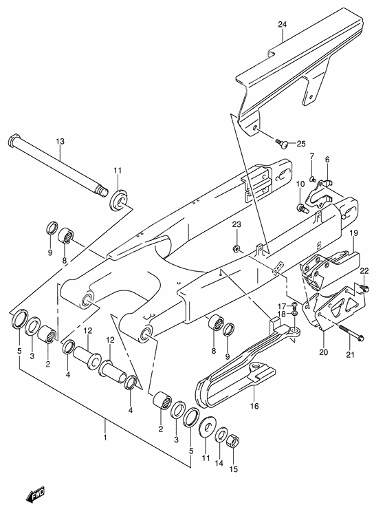 Rear swinging arm