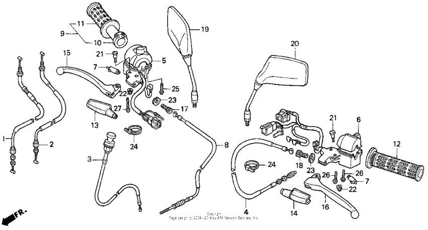 Handle switch + cables + mirrors