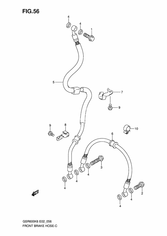 Front brake hose              

                  Gsr600k6/uk6/k7/uk7/k8/uk8/k9/uk9/l0/ul0