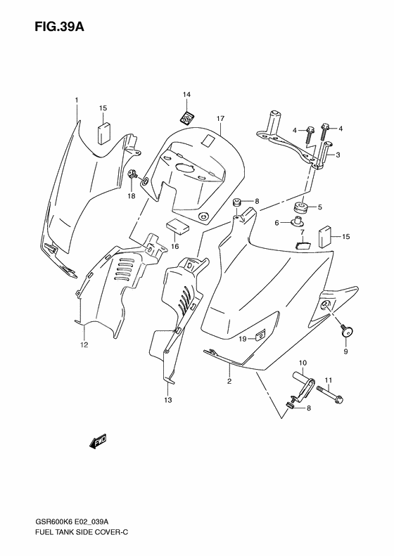 Fuel tank side cover              

                  Model k8