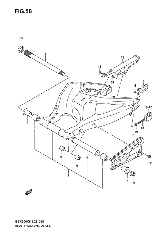 Rear swinging arm