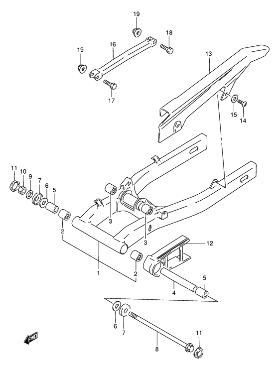 Rear swinging arm