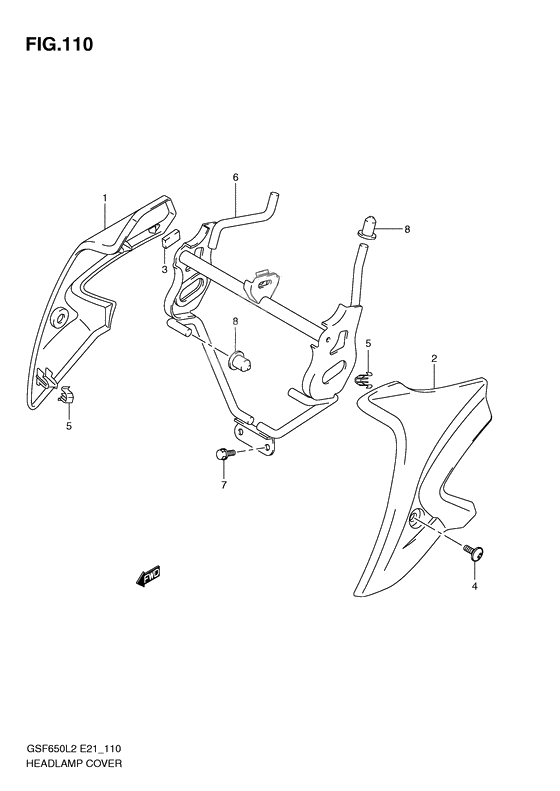 Headlamp cover front fender              

                  Gsf650ual2 e21