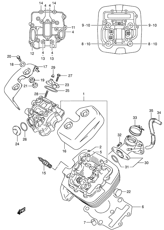 Cylinder head              

                  Front