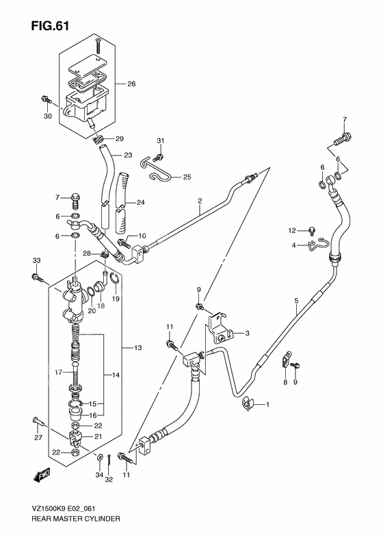 Rear master cylinder