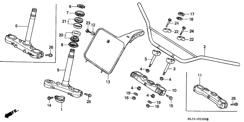 Handle pipe/top bridge/ steering stem              

                  -CR500RR