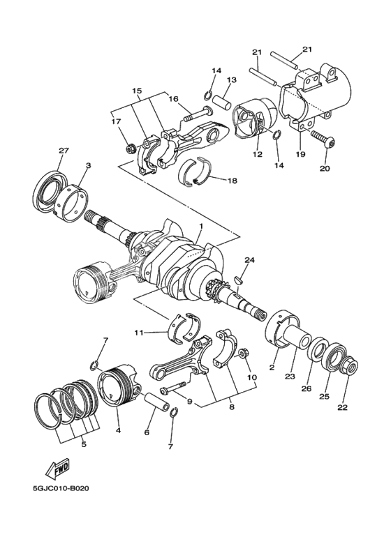 Crankshaft, piston