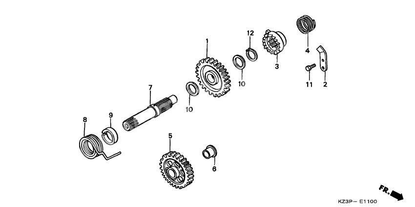 Kick starter spindle