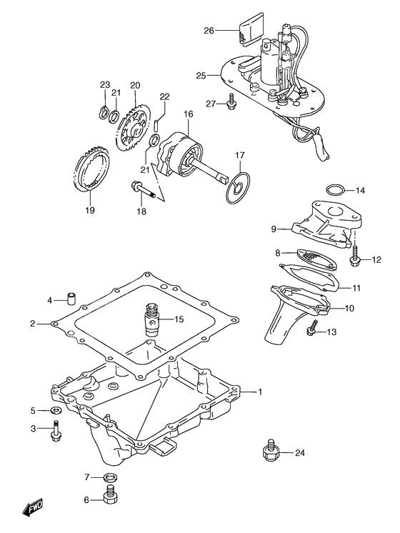 Oil pan - oil pump - fuel pump