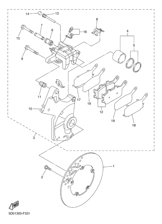 Rear brake caliper