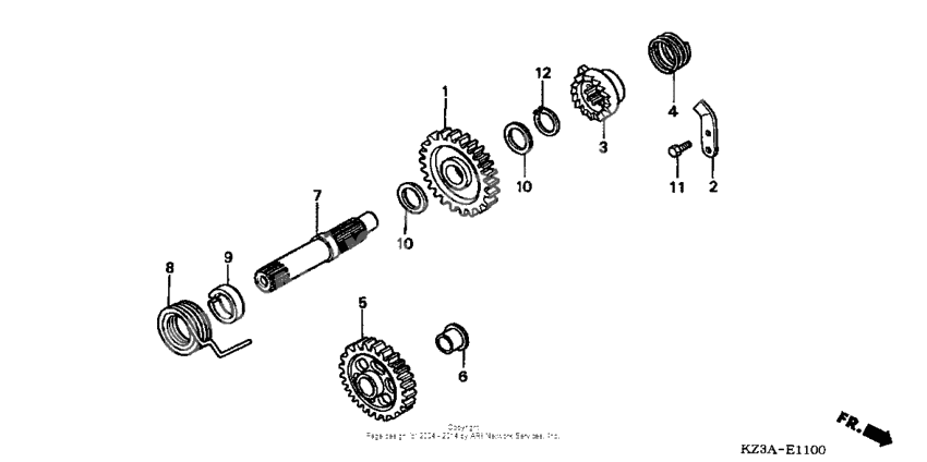 Kick starter spindle