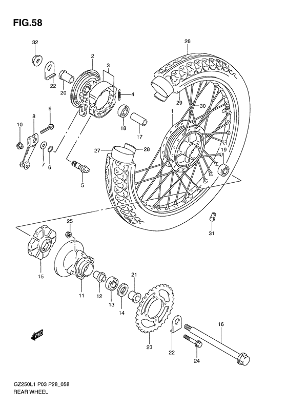 Rear wheel complete assy