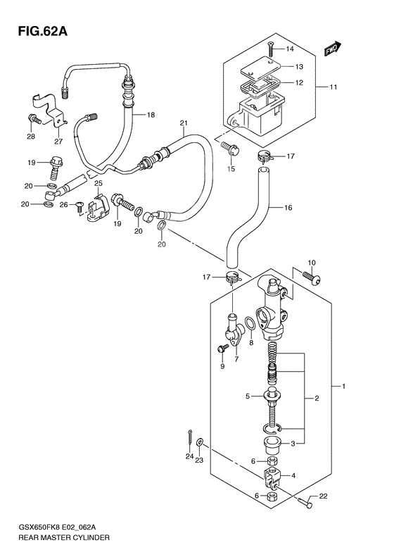 Rear master cylinder              

                  Gsx650fak9/fuak9/fl0/ful0/fal0/fual0