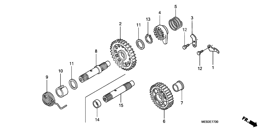 Kick starter spindle