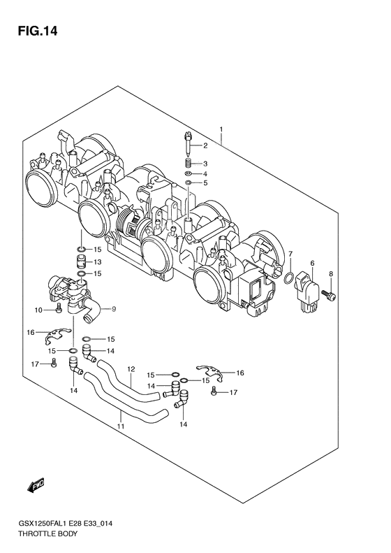 Throttle body              

                  Gsx1250fal1 e33