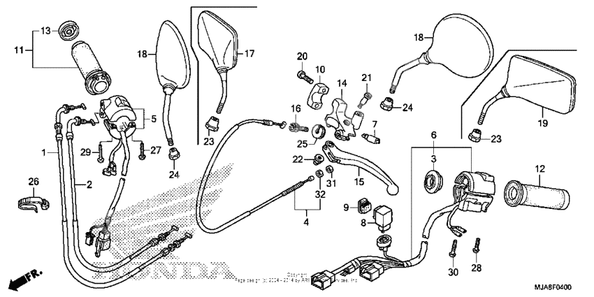 Handle lever + switch + cable