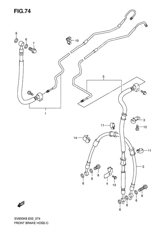 Front brake hose              

                  See note