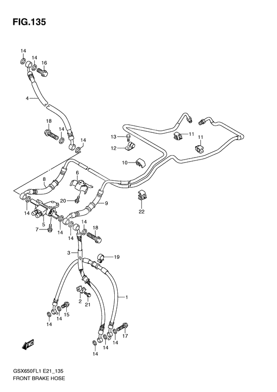 Front brake hose              

                  Gsx650fal1 e21