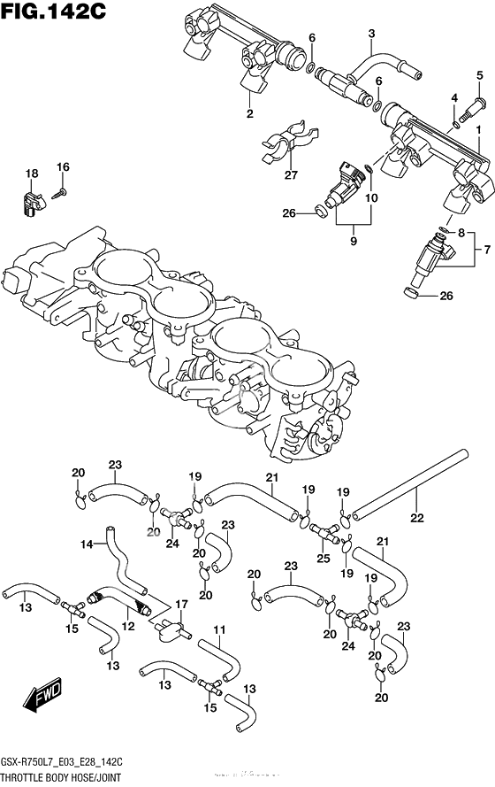 Throttle Body Hose/joint (Gsx-R750L7 E33)