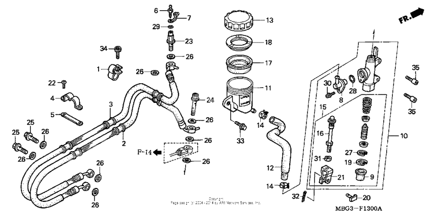 Rear brake master cylinder