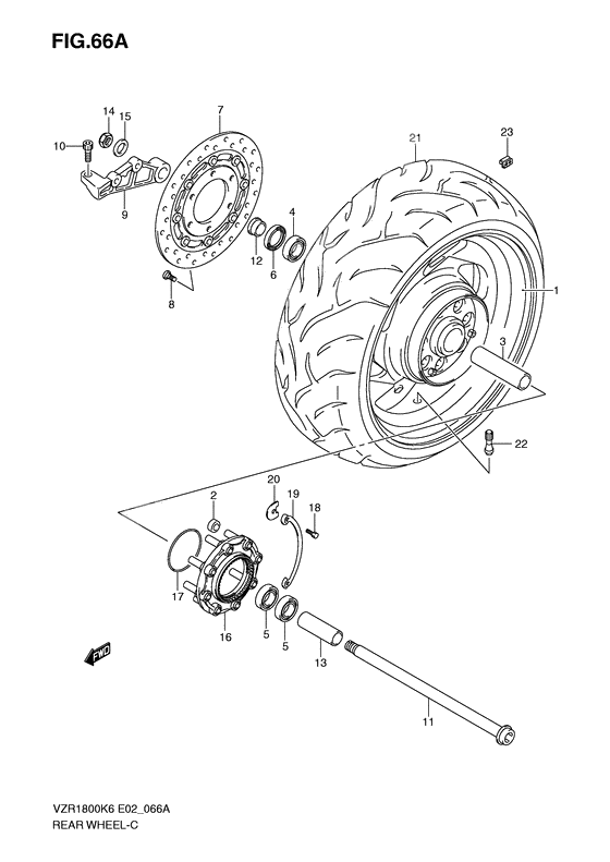 Rear wheel complete assy              

                  Vzr1800k8/u2k8/zk8/zu2k8/k9/nk9/ufk9/nufk9/zk9/zufk9