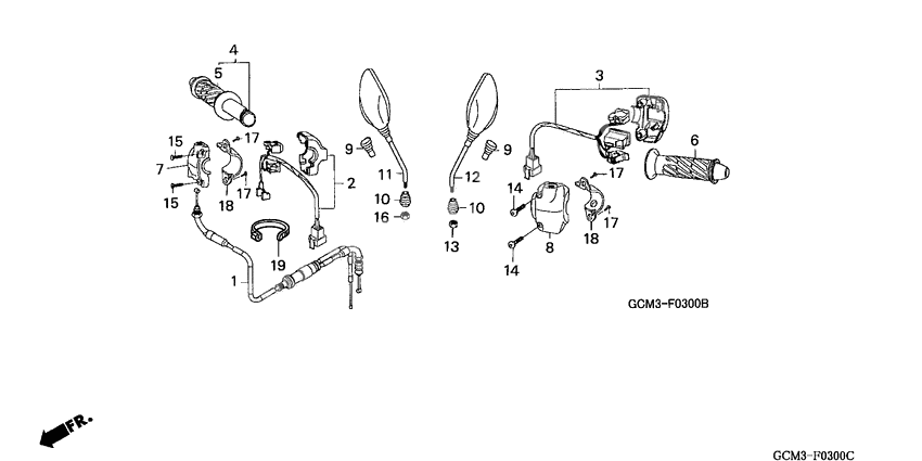 Cable/handle lever/switch