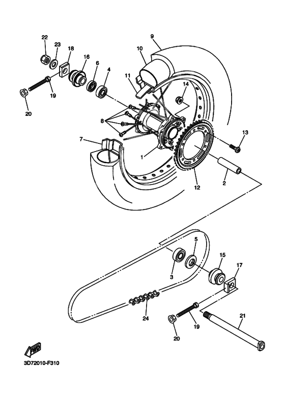 Rear wheel complete assy