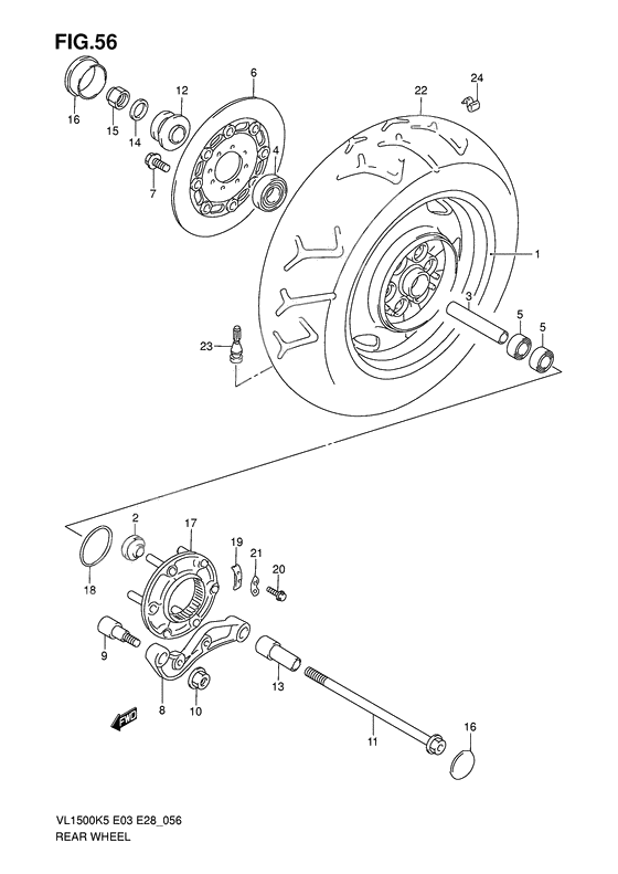 Rear wheel complete assy