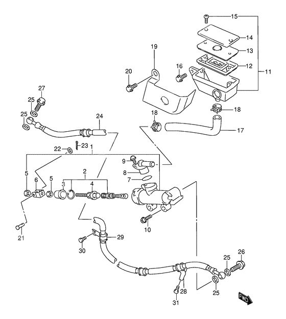 Rear master cylinder              

                  Model w/x/y/k1