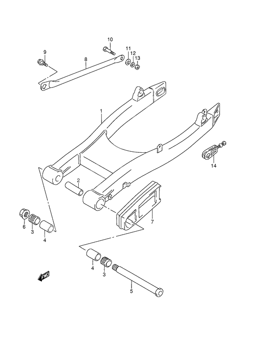 Rear swinging arm