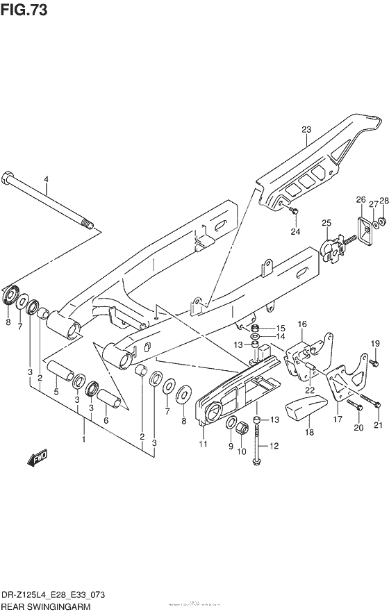 Задний рычаг (Маятник) (Dr-Z125Ll4 E33)