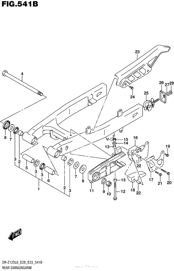 Задний рычаг (Маятник) (Dr-Z125Ll6 E28)