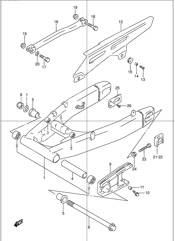 Rear swinging arm