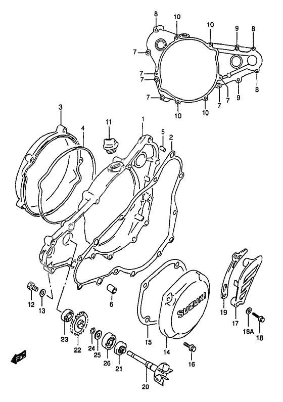 Crankcase cover- water pump