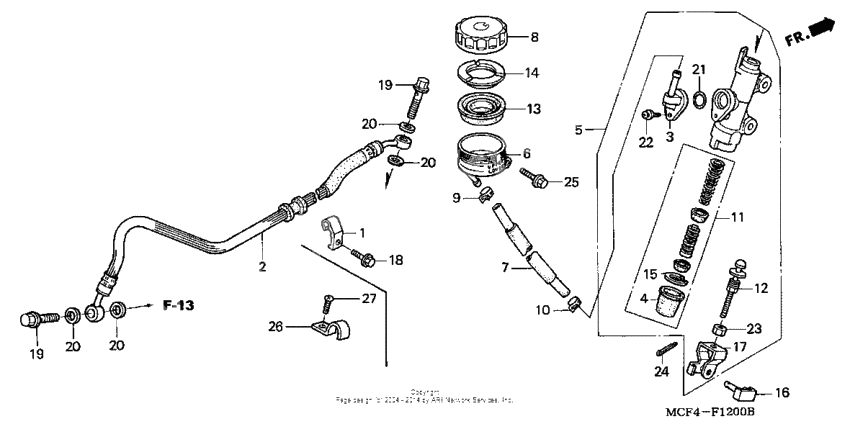 Rear brake master cylinder