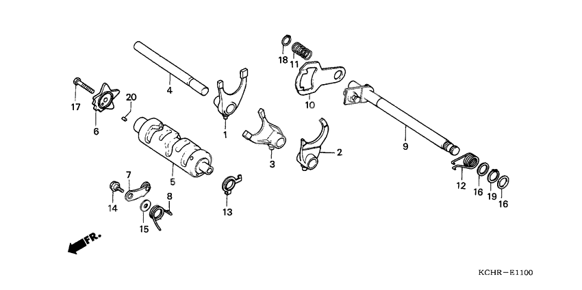 Gearshift drum/shift fork