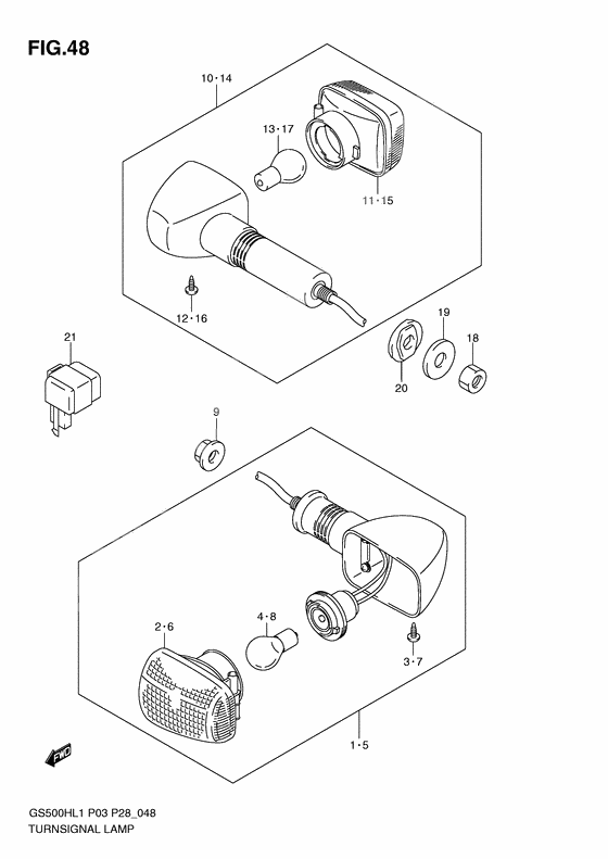 Turnsignal front & rear lamp              

                  Gs500h p28