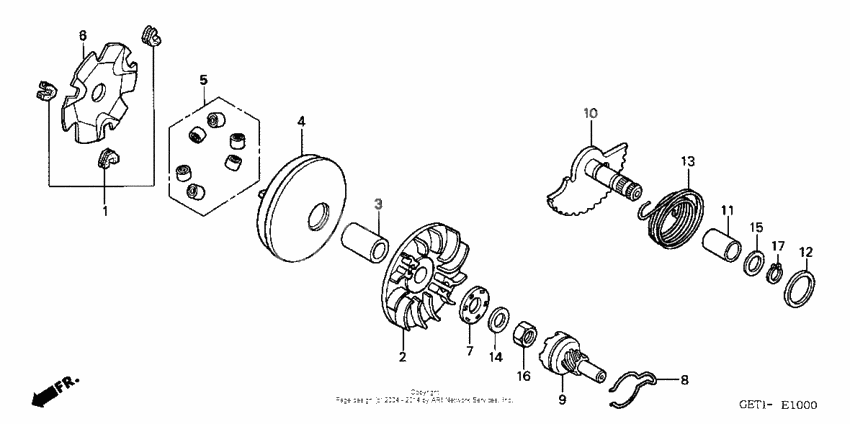 Drive face + kick starter spindle