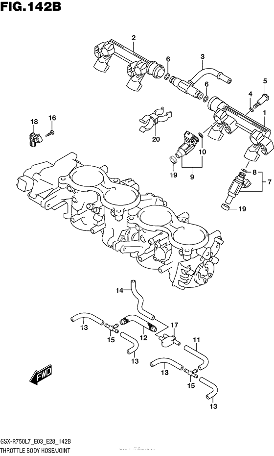 Throttle Body Hose/joint (Gsx-R750L7 E28)