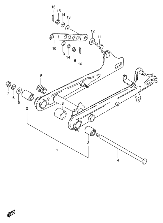 Rear swinging arm