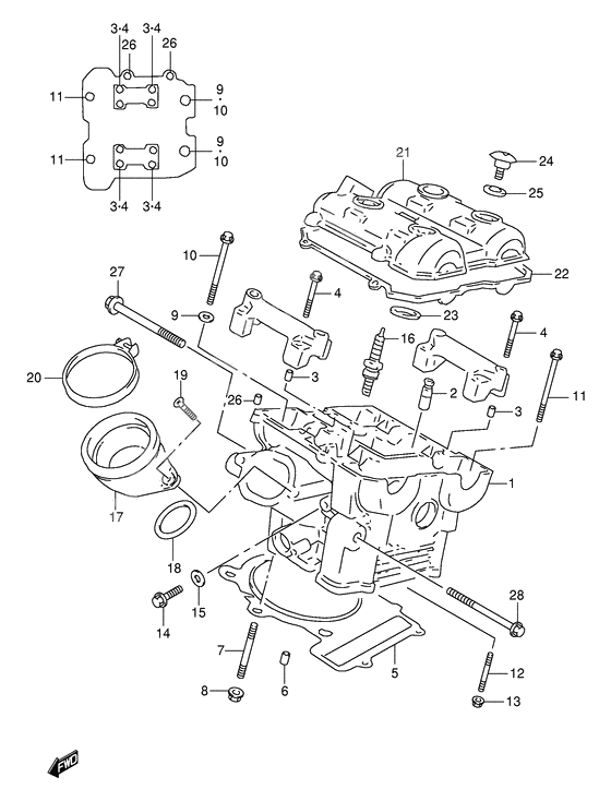 Rear cylinder head              

                  Model v