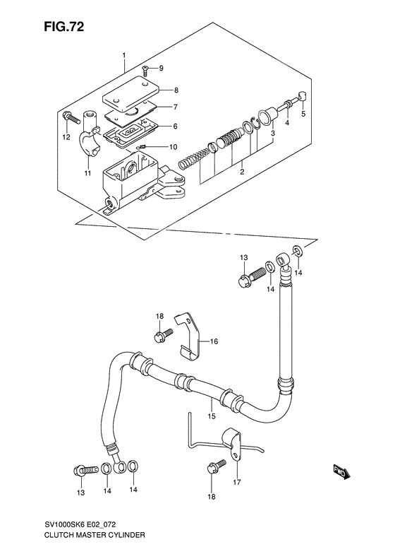 Clutch master cylinder              

                  Sv1000k6/u1k6/u2k6/k7/u2k7