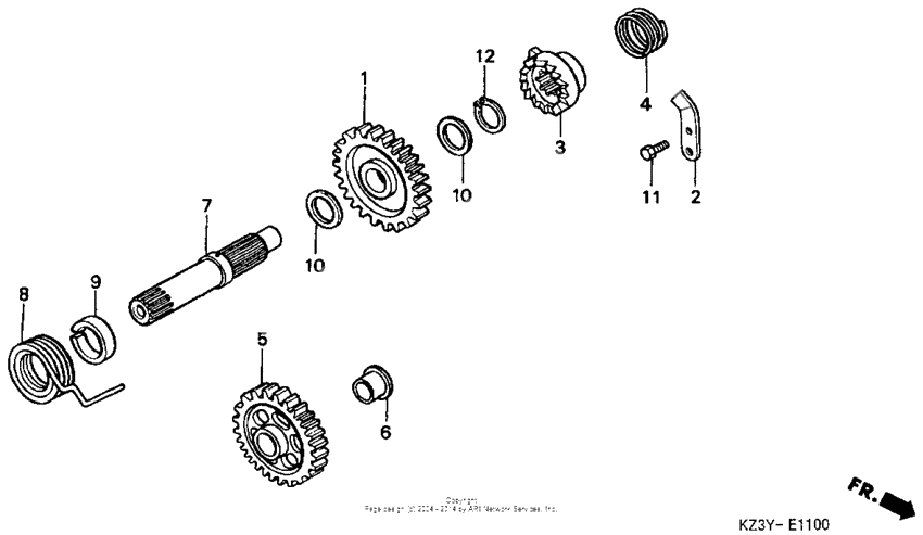 Kick starter spindle