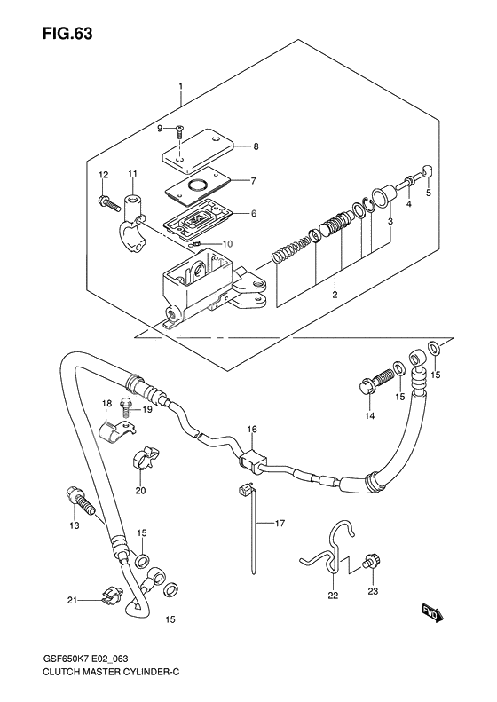 Clutch master cylinder              

                  Gsf650k7/uk7/ak7/uak7/k8/uk8/ak8/uak8