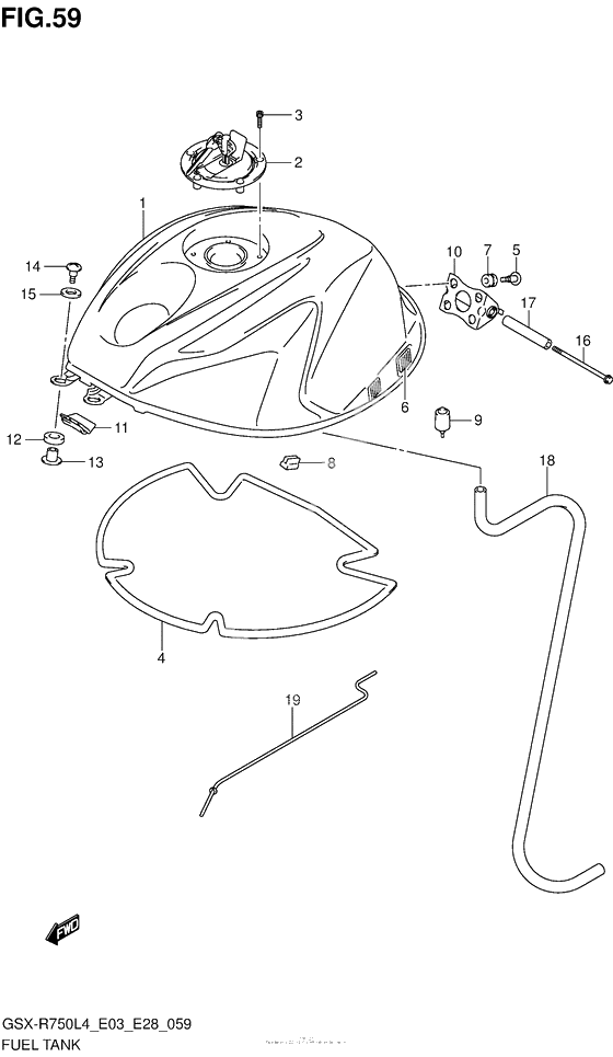 Топливный бак (Gsx-R750L4 E33)