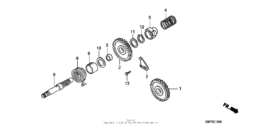 Kick starter spindle