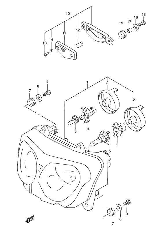 Headlamp              

                  Model w/x/y/k1/k2 e4, e17, e18, e22, e25, e34