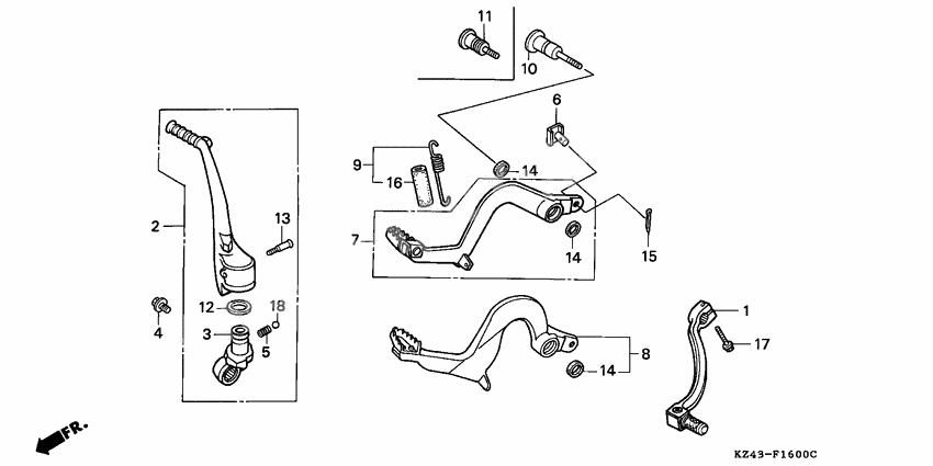 Pedal/kick starter arm